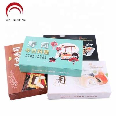 China Recyclable Custom Design Foldable White Cardboard Food Boxes Sushi Take Away Packing Boxes for sale