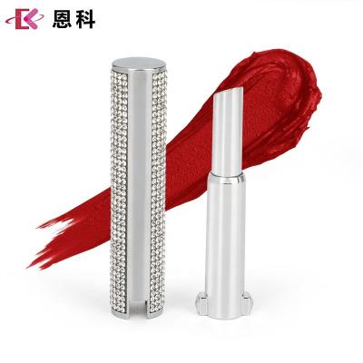 China Cosmetics Custom Design Slim Lipstick Tube With Silver Diamond Lipstick Container Tube Packaging for sale