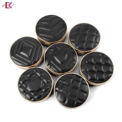 China Round Logo Printing Air Cushion Case Base Leather Empty Boxes Recyclable Powder Case With Blast And Mirror for sale