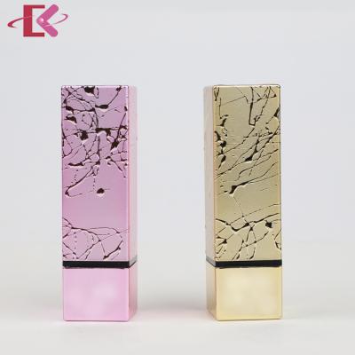 China Unique Gold Cosmetics Lipstick Tubes Empty Plastic Square Lipstick Case Packaging Tube for sale