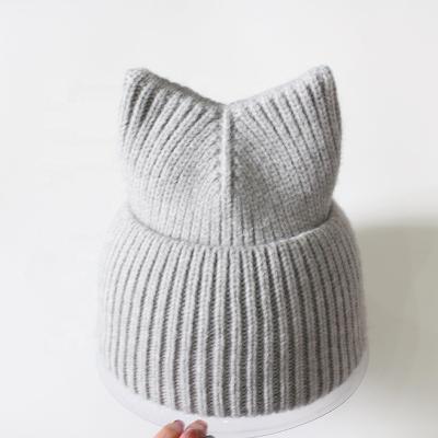 China COMMON Knitted Warm Black White Gray Of Wool Hat for sale