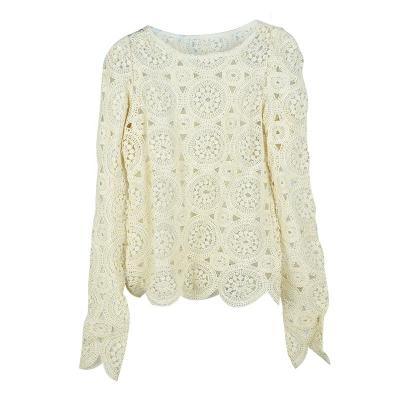 China Viable Women Round Neck Lace Perspective Long Sleeve for sale