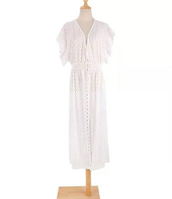 China European and American beach lace sun protection windproof cover up sexy cover up v neck custom made cover up beach dress for sale