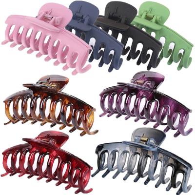 China Fashion Matte Plastic Hair Claw Clips Non-slip Hair Claw Large Strong Hold Thick Hair Claw for Women and Girls for sale