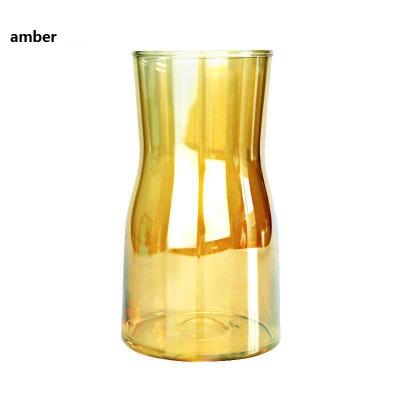 China Modern minimalist light luxury vase container living room decoration electroplating glass glass and crystal vases for sale