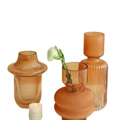 China Minimalist Nordic Morandi Frosted Glass Vase Glass And Crystal Vases for sale