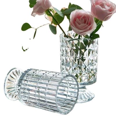 China Nordic Minimalist Simple Light Vase Decoration Living Room Luxury Transparent Glass Flower Arrangement Dried Flower Conta Hydroponic Plant for sale