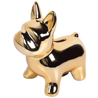 China Europe small gold living room home decoration modern minimalist creative dog ornaments crafts bedroom decoration animal crafts for sale