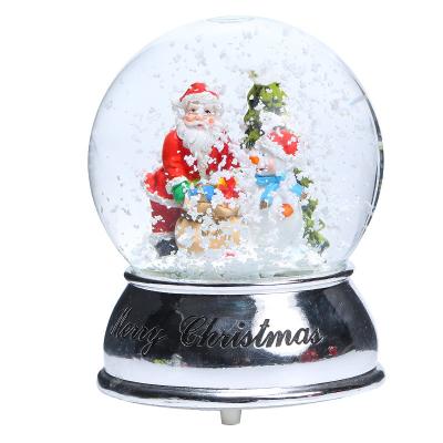 China Europe Santa Claus Snowflake Crystal Ball Music Box Customization Holiday Decoration Glass Water Ball Resin Decorations Floating Craft for sale