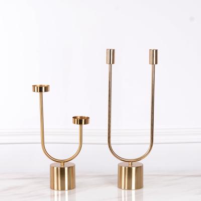 China Eco-friendly Material Geometric Creative Place Ornaments Modern Contracted Iron Candlestick Ornaments for sale