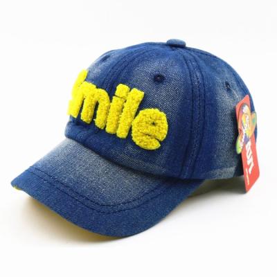 China New Fashion 100% Cotton Denim COMMON Kids Winter Short Brim Baseball Cap With Patch Logo For Girl for sale