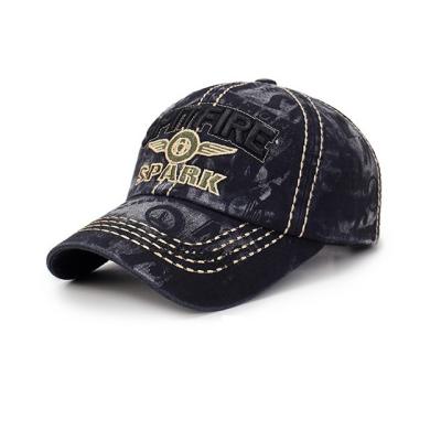 China Vintage COMMON Flat Denim Embroidery Baseball Cap Custom Sports Hat for sale