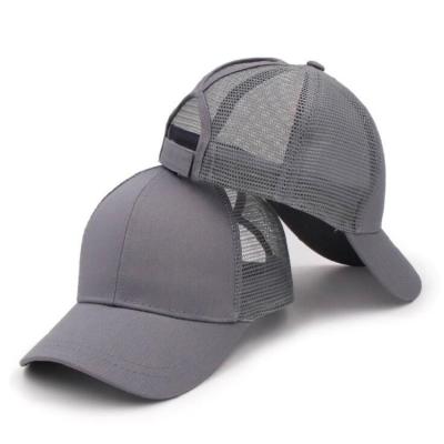 China JOINT High Quality Cotton Baseball Ponytail Free Sample 100% Blank Trucker Hat Custom for sale