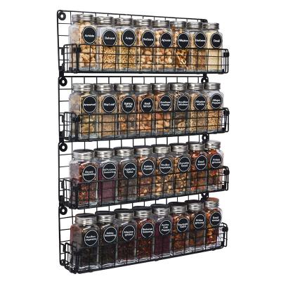 China Amazon 4 Tier Metal Spice Rack Spice Storage Durable Wall Mounted Stackable Shelf Shelf for sale