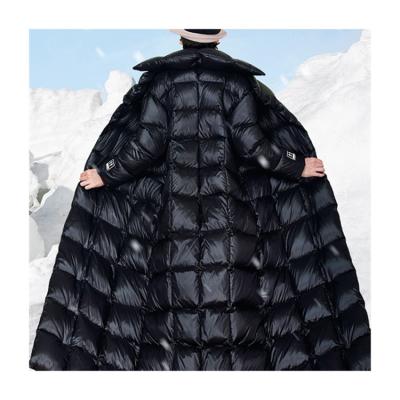 China OURLONG Anti-wrinkle Ladies Oversized Stripper Down Jackets Womens Padded Long Coats With Fur Collar for sale