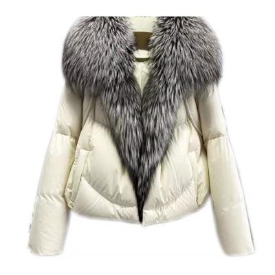 China MYS Breathable New Arrivals High Quality Cultivated Goose Goose Windproof Fox Fur Lapel Big Down Jacket Winter Women's Jacket for sale