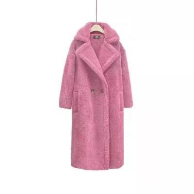 China MYS Breathable New Arrivals Color Fashion Teddy Women Turn-Down Collar Wool High Quality Sheer Coat With Pockets for sale