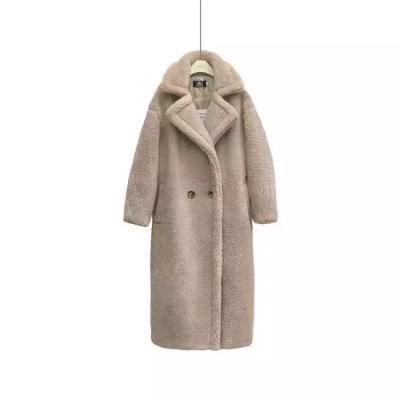 China MYS Cashmere Wool Teddy Bear Sherpa Coat Custom Real Collar Fashionable Luxury Pure Breathable Fleece Long Women Teddy Jackets For Winter for sale