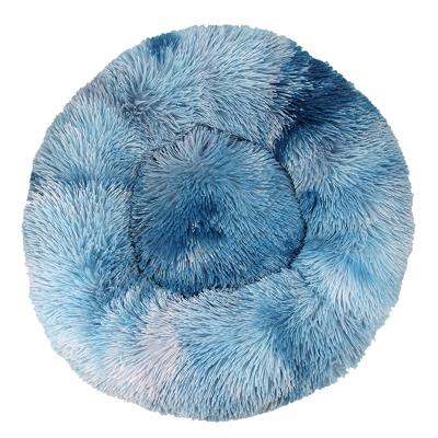 China Doggyfun Plush Round Faux Fur Soft Comfortable Breathable Cat Sleeping Cushion Bed for sale