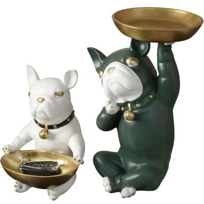 China CLASSIC Nordic Luxury Creative Pemphis French Bulldog Tableware Home Decor Ornament With Storage Tray for sale