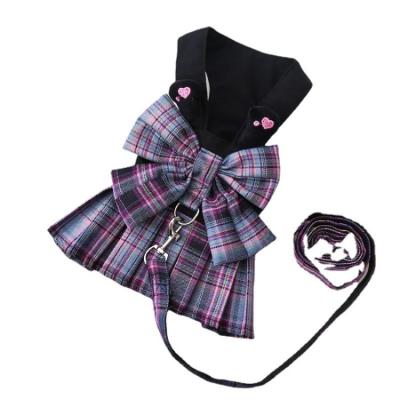 China Doggyfun Viable Unique Design Puppy Plaid Dresses Summer Dog Harness Dress Pet Clothes With Leash for sale