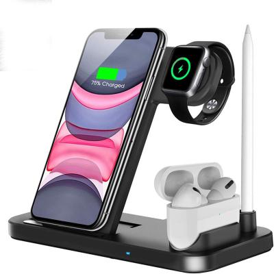 China Mobile Phone Portable Foldable 4 in 1 Mobile Phone Wireless Smart Watch Stand Charger Desktop Station for sale