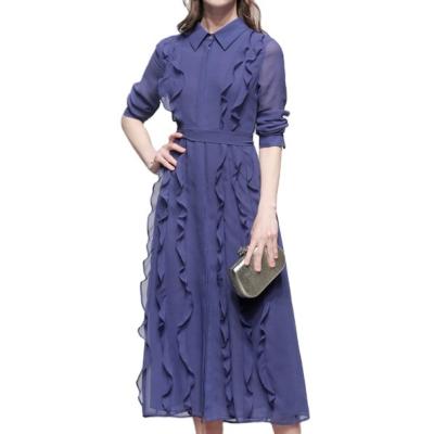 China 2021 New Anti-static Women's Ruffles Chiffon Long Skirt Dress Long Skirt Fairy Sleeve Shirt Temperament Long Dress for sale