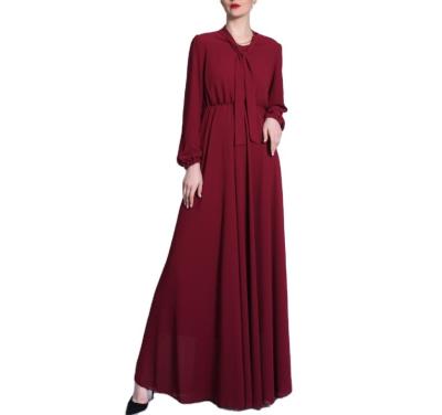 China 2021 Hot Sale Customized Abaya Women Maxi Dress Muslim Long Sleeve Chiffon Maxi Dress 652 for sale