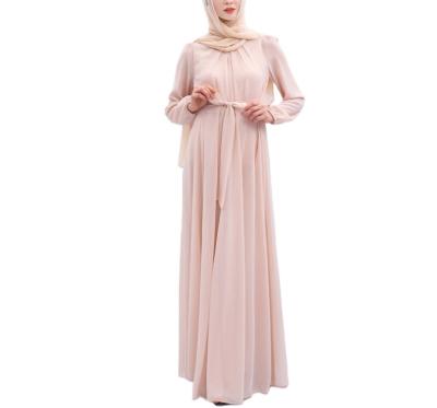 China Modest Muslimah Styling Womens Chiffon Maxi Long Islamic Dress Summer Abaya Fashion Abaya Solid Designs Customized Size Accept OEM Adults for sale