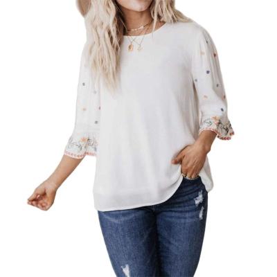 China Anti-wrinkle women tops and blouses fashionable comfortable womens flared long sleeve tops for sale