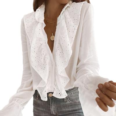 China Elegant Women Clothing Anti-pilling Blouse For Ladies Spring Long Sleeve Blouses And Tops for sale