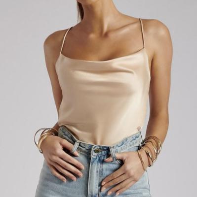 China 2021 new arrival hot summer backless sexy real silk and polyester camisole neck hood anti-pilling tops for sale