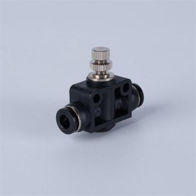 China Connect Pipes Pneumatic Plastic PA Air Speed ​​Controllers Push In Fittings One Way Mainline Throttle Valve for sale