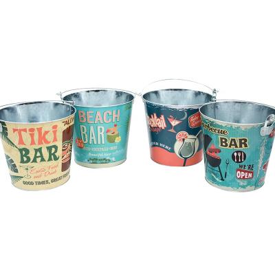 China Large Size Viable Quality Metal Tin Ice Bucket Tin Beer Bucket To Hold Beer In Bars for sale