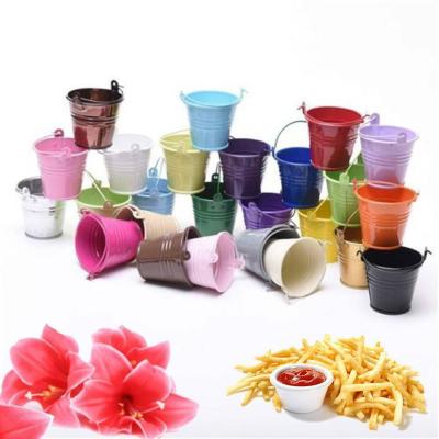 China Viable Color Small Tin Bucket Wedding Party Candy Mini Pail Tins Sweet Tree Plant Tin Buckets and Tin Jars for sale