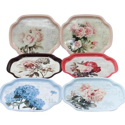 China Custom Food Packaging Tray Aluminum Tin Anti Slip Salver Tin Metal Serving Tray Print Logo Rolling Paint Tinplate 12pcs/Set for sale