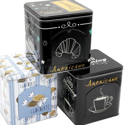 China China COOKIE Tin Environmental Friendly Cartoon Printed Box Cake Window For Storing Tea Candy Black Tin Box for sale