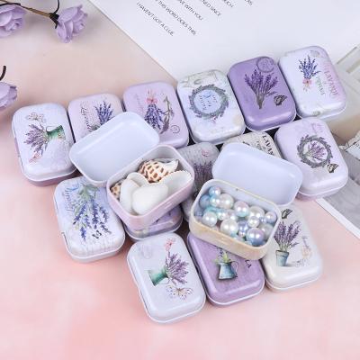 China Empty Tin Tea Can Storage Case Organizer For Jewelry Candy Lavender Tin Tea Can Storage Box COOKIE Small for sale