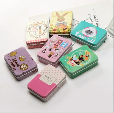 China Small Folding Storage Boxes New Vintage Cartoon Tin Box Sealed Jar Packing Jewelry Candy Box Invent Earring Headphones Gift Tin Box for sale