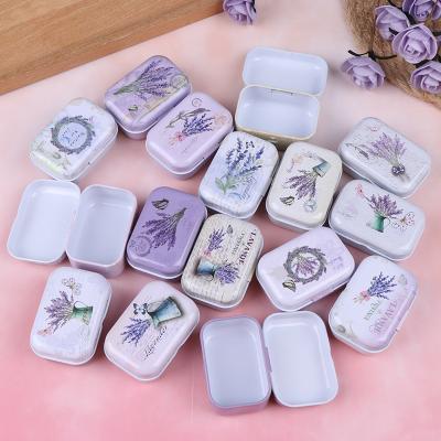 China Empty COOKIE Lavender Tin Tea Can Storage Box Organizer Small For Jewelry Candy Case Storage Tin Tea Can for sale