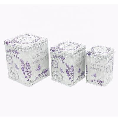 China Custom Printed New Style Small Purple Mint Rectangle Gift Gingerbread Cookies Gingerbread Tea Lavender Tea Metal Tin Box for sale