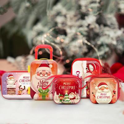 China Bag Santa Claus Pendant Tin Box Three Styles Cute Christmas COOKIE Child Gift Supplies for Candy Chocolate Keys Storage for sale