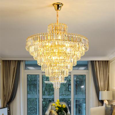 China Modern Gorgeous Gold Chandelier Luxury Iron Hotel Crystal Pendant Lamp Light Crystal Ceiling Chandelier Chandeliers Hanging for sale