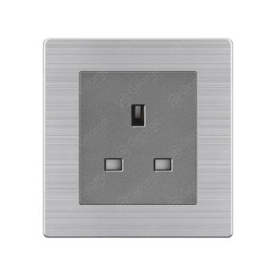 China Mordern 1gang Stainless Steel Fashion Silvery 13A Electrical UK Plug Switch for sale