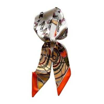 China Silk like 2021 spring and summer new GG soft bandage hair band printing decorative scarf narrow ribbon scarf for sale