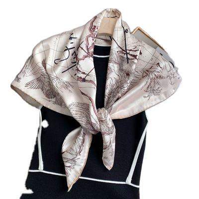 China Silk like the new autumn style spring and square scarf hand rolled twill silk decorative shawl sun protection women's edge scarf high-end brand for sale