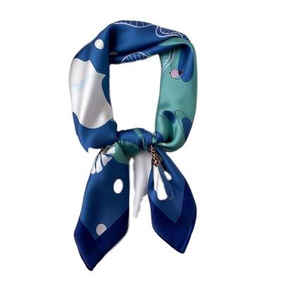 China Silk like the new 2021 digital printing flower scarf hair band spot soft bag decoration square binding scarf soft wholesale for sale