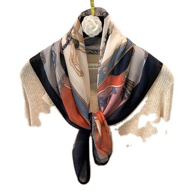 China Silk like cotton canvas square scarf autumn and winter national style the new small brand printing cotton warm neckline band scarf drape the shoulder for sale