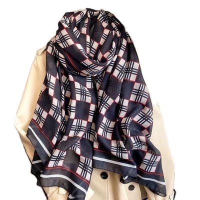 China Cotton and hemp square 90*180cm long fashionable women's scarf printing cotton four-season scarf for sale