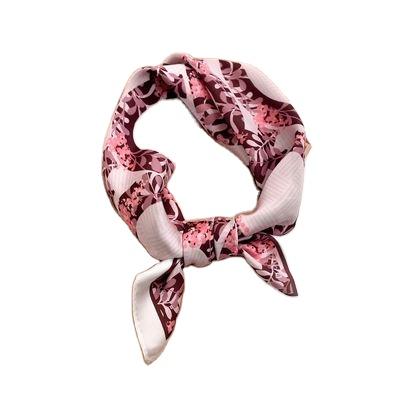 China Silk like spring and flower women's original thin Korean brand designer tie pink satin scarves autumn printed scarves for sale